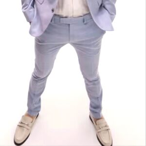 Dressy Suit Pants Skinny Light Blue